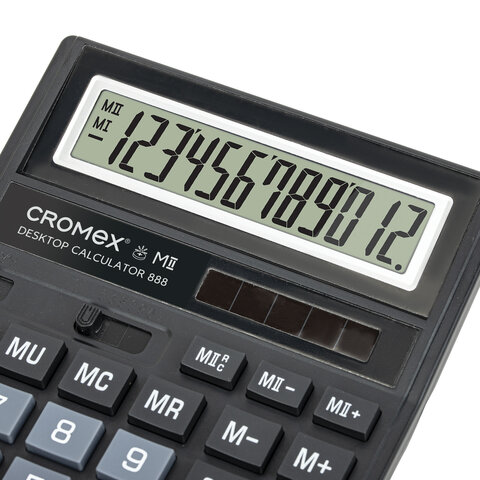 Калькулятор настольный CROMEX 888 (185×145 мм), 12 разрядов, ЧЕРНЫЙ