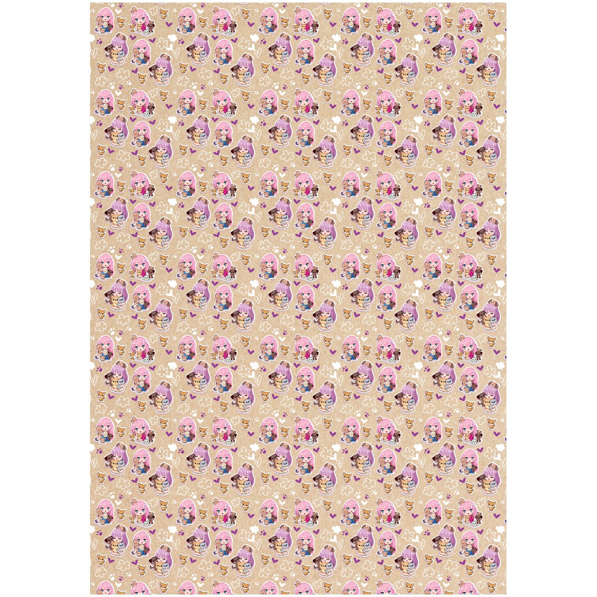 Упаковочная бумага крафт 70×100см, MESHU «Настоящая дружба», 70г/м2