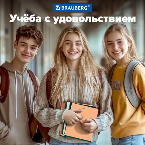 Тетради ДЭК А5 48 л. КОМПЛЕКТ 5 шт. BRAUBERG скоба, клетка, SoftTouch, «Минимал_Цвет»