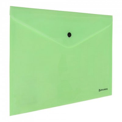 Папка-конверт с кнопкой BRAUBERG «Pastel»А4до 100 листовнепрозрачнаямятная0.18 мм270477