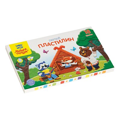 Пластилин Мульти-Пульти «Енот в сказке», 18 цветов, 216гр, со стеком, картон