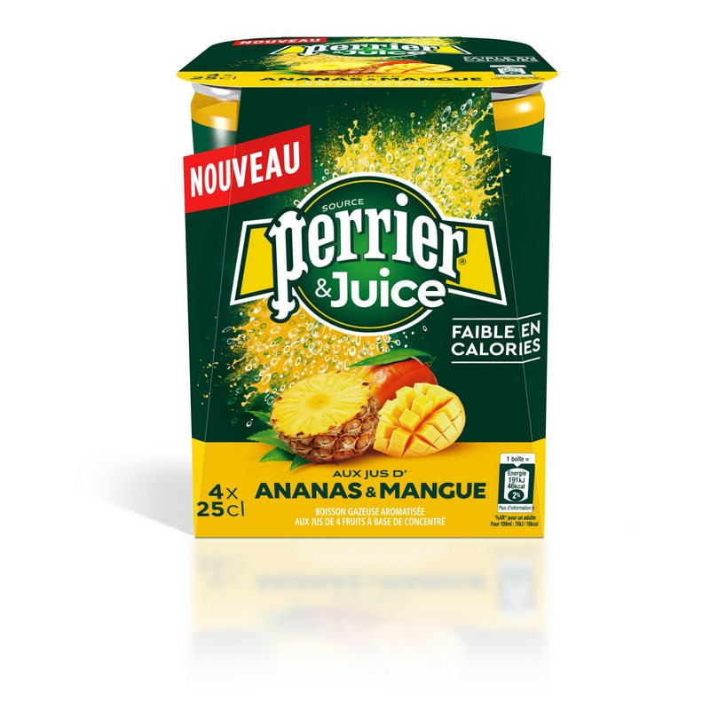 Напиток Perrier газированный с соком ананас-манго 0.25 л (4 штуки в упаковке)