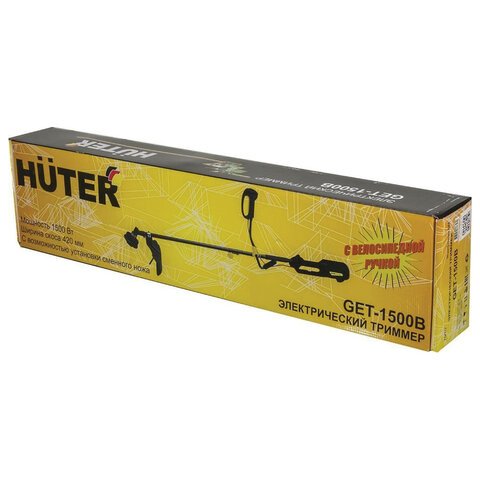 Триммер электрический HUTER GET-1500B, 1500 Вт, 8000 об/мин, ширина скашивания 42 см,