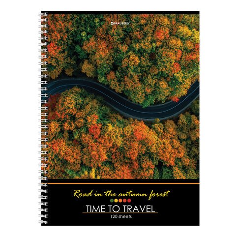 Тетрадь А4, 120 л., BRAUBERG гребень, клетка, обложка картон, «Seasons»