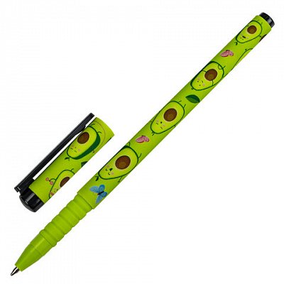 Ручка шариковая BRAUBERG SOFT TOUCH GRIP «AVOCADO», СИНЯЯ, мягкое покрытие, узел 0.7 мм