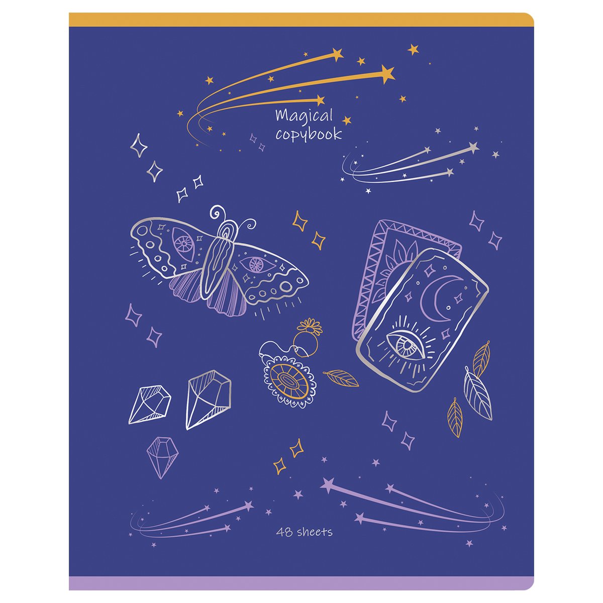 Тетрадь 48л., А5, клетка BG «Magical shine», матовая ламинация, тиснение фольгой