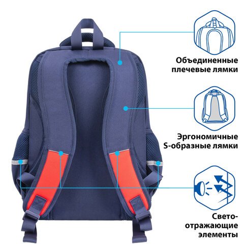 Рюкзак BRAUBERG STAR, «Brave lion», синий, 40×29х13 см
