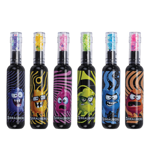 Набор текстовыделителей 6 НЕОНОВЫХ ЦВЕТОВ, кросс-серия МОНСТРИКИ, линия 1-5 мм, BRAUBERG