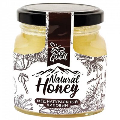 Мёд NATURAL HONEY натуральный липовый, 330 г, стеклянная банка, ш/к 11647