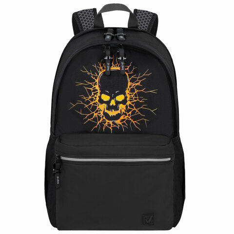 Рюкзак BRAUBERG FASHION CITY универсальный, 2 отделения, Skull, черный, 46×31х15 см