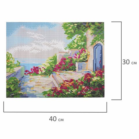 Картина стразами (алмазная мозаика) 30×40 см, ОСТРОВ СОКРОВИЩ «Домик у моря», без подрамника