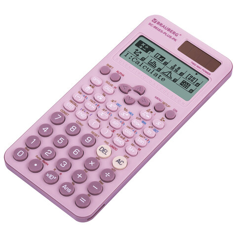 Калькулятор инженерный BRAUBERG SC-991ES-PLUS-PK (164×80 мм), 552 функции, 10+2 разряда, РОЗОВЫЙ