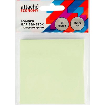 Стикеры Attache Economy 76×76 мм пастельный зеленый (1 блок, 100 листов)