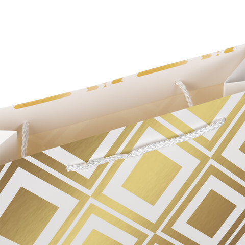 Пакет подарочный 26.5×12.7×33 см ЗОЛОТАЯ СКАЗКА «Gold Luxury», тиснение фольгой, белый