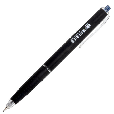 Ручка шариковая автоматическая BRAUBERG «OIL-BASE BLACK», СИНЯЯ, пишущий узел 0.5 мм, линия письма 0.35 мм