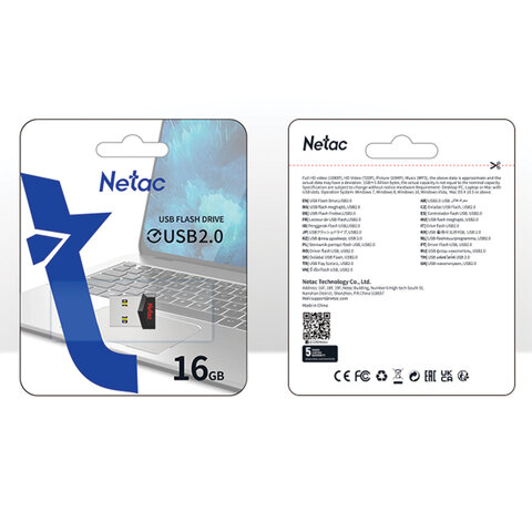 Флеш-диск 16GB NETAC UM81, USB 2.0, черный-20BK