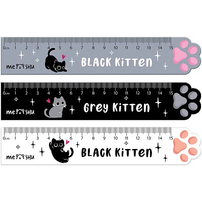 Линейка 15см MESHU «Paw», деревянная, ассорти, европодвес
