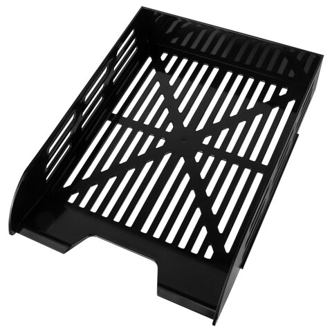 Лоток горизонтальный для бумаг BRAUBERG ECO, 330×245х65 мм, сетчатый, черный