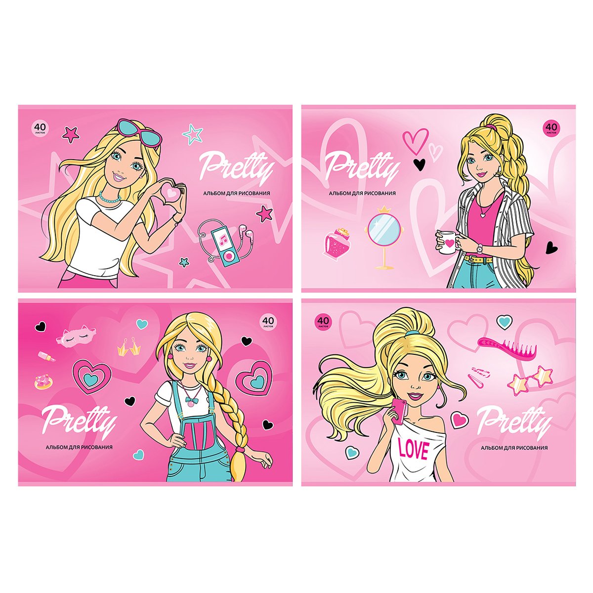 превью Альбом для рисования 40л., А4, на скрепке BG «Pretty Girls»