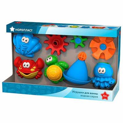 Игрушки для ванны в наборе, пластиковые, 6 шт., НОРДПЛАСТ
