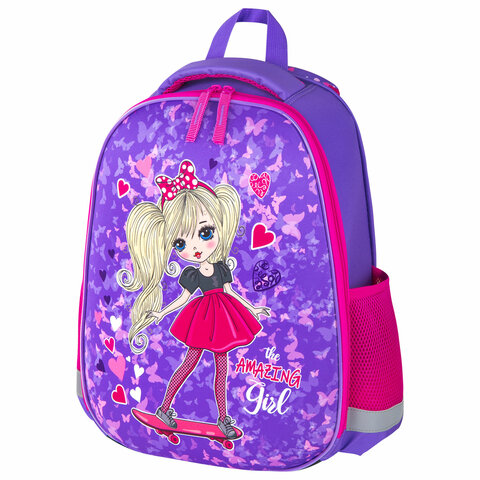 превью Ранец ПИФАГОР EVA BASIC, 1 отделение, эргономичная спинка, «Amazing girl», 39×30х16 см