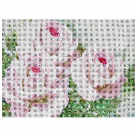 Картина стразами (алмазная мозаика), 30×40 см, ОСТРОВ СОКРОВИЩ «Бело-розовые розы», без подрамника