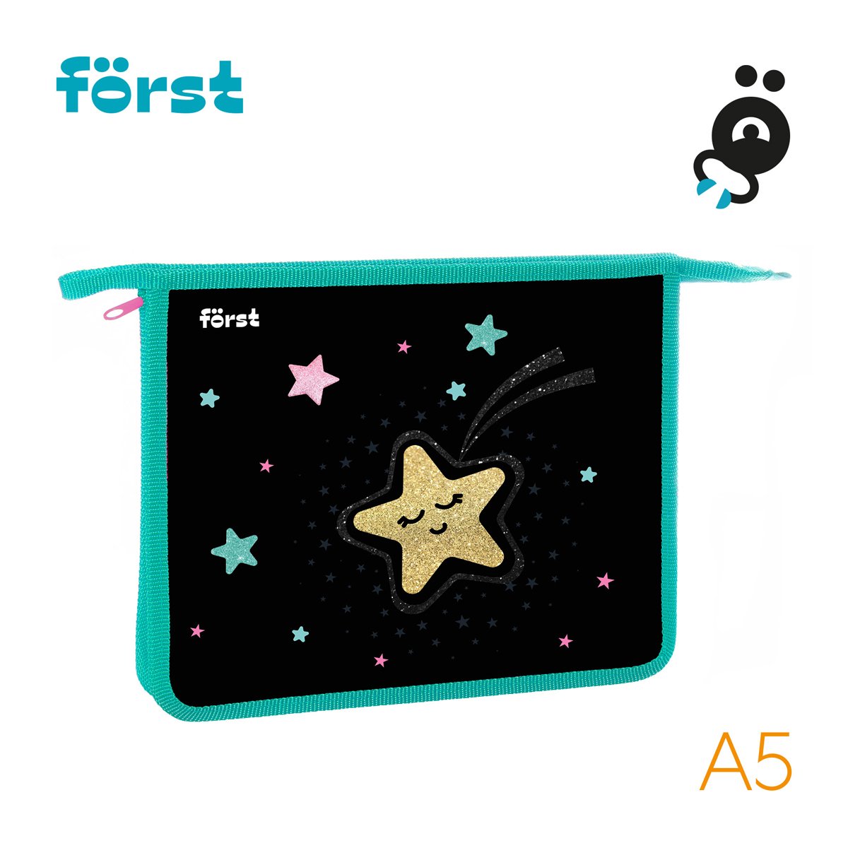 Папка для тетрадей 1 отделение, А5 Först «Stars», 240×205×40мм, пластик, на молнии
