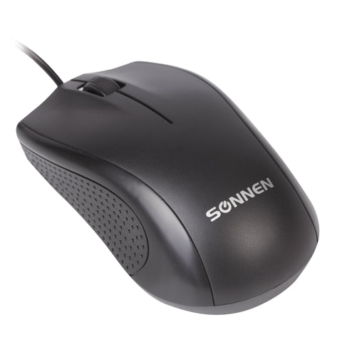 Мышь проводная SONNEN М-201, USB, 1000 dpi, 2 кнопки + колесо-кнопка, оптическая, черная