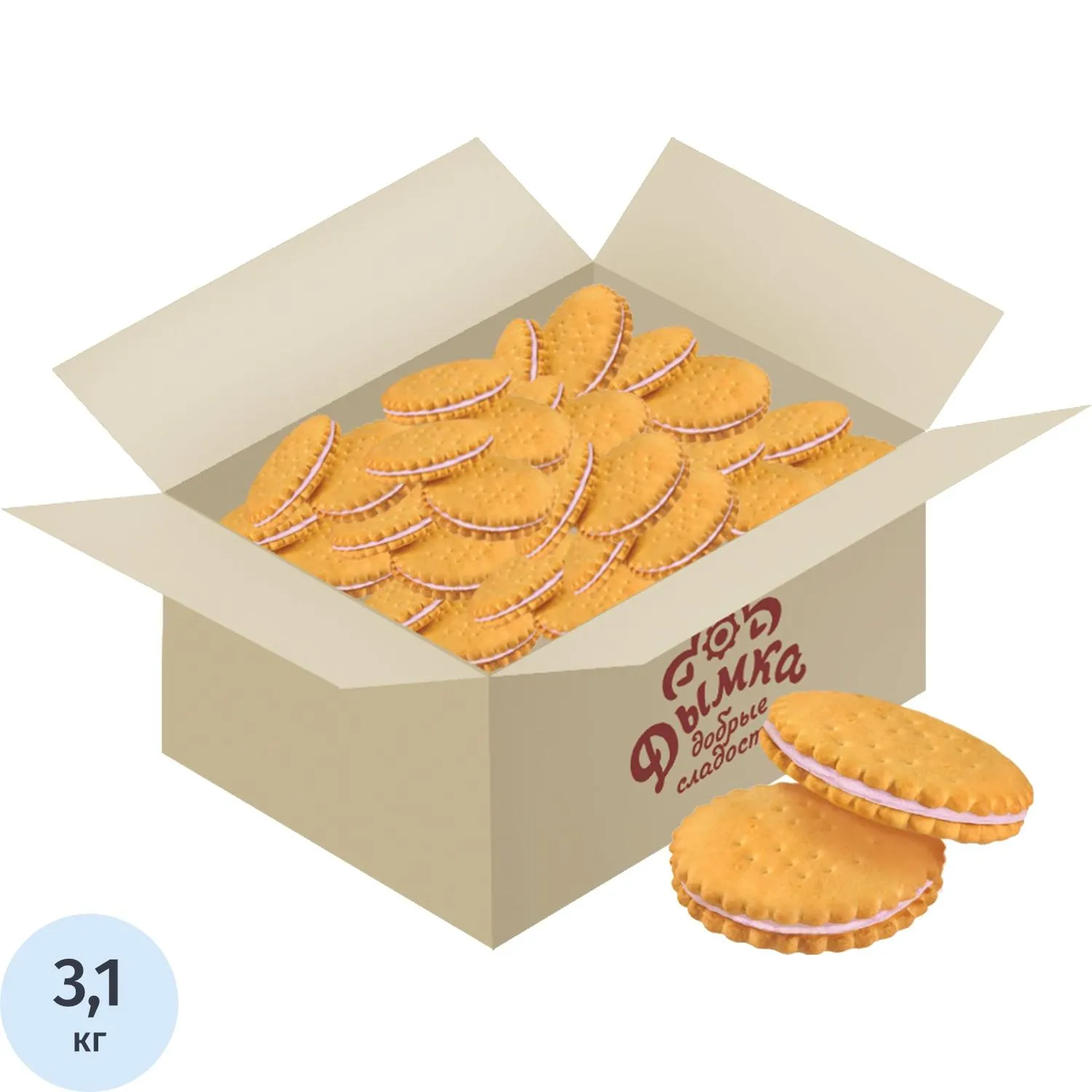 превью Крекер Дымка Кремделисс клубничный крем, 3.1кг/уп