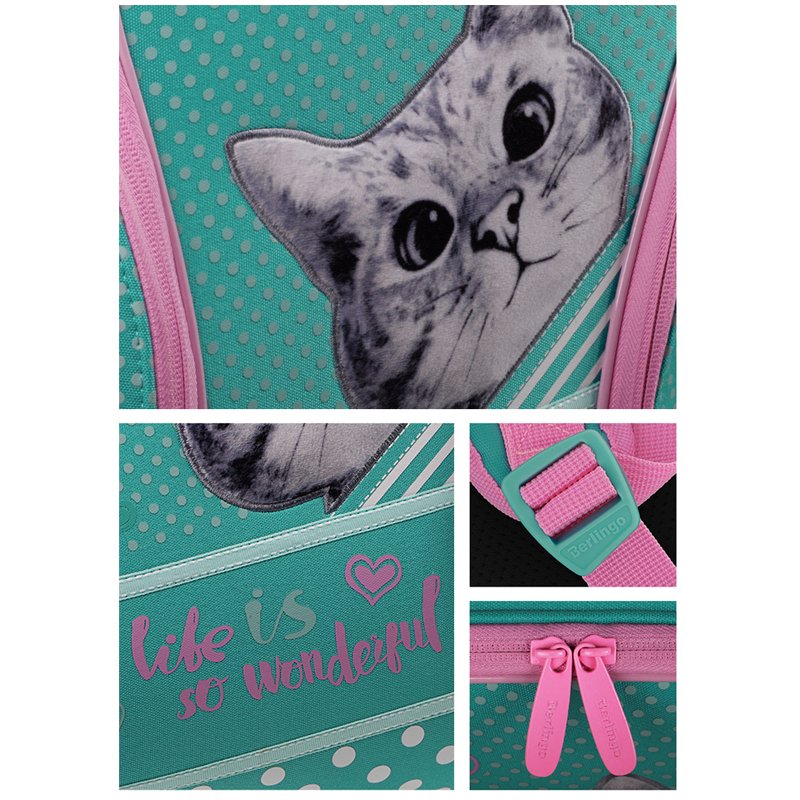 Ранец Berlingo Nova «Curious cat» 37×28×18см, 2 отделения, 2 кармана, анатомическая спинка