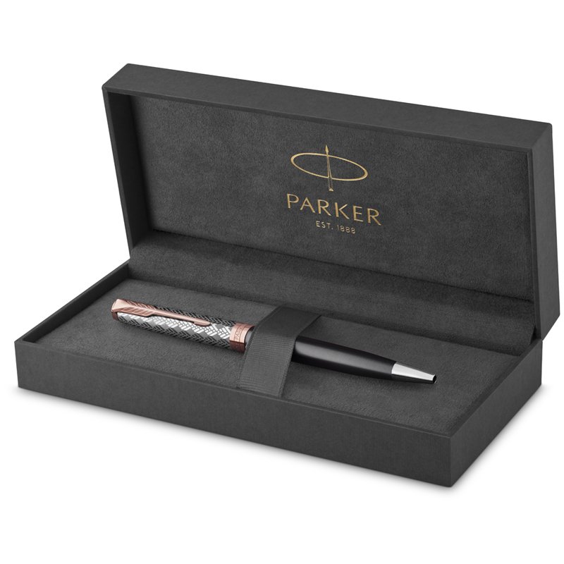 Ручка шариковая Parker «Sonnet Metal&Grey PGT», черная, 1.0мм, поворот., подарочная упаковка