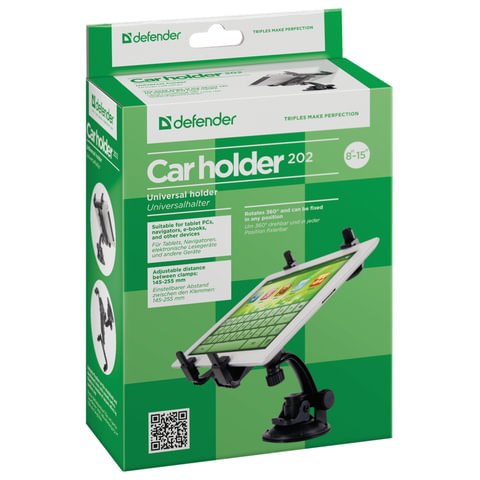 Держатель автомобильный универсальный DEFENDER Car holder 202, зажим 145-225 мм, на стекло