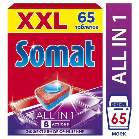 Таблетки для посудомоечных машин Somat All in 1 (65 штук в упаковке)