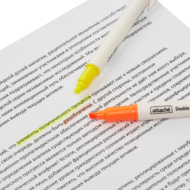 Текстовыделитель Attache Double желтый/оранжевый (толщина линии 1-4 мм)