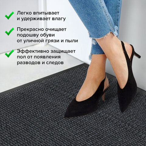 Коврик придверный ИЗНОСОСТОЙКИЙ влаговпитывающий, 120?180 см, ТАФТИНГ, СЕРЫЙ, LAIMA EXPERT