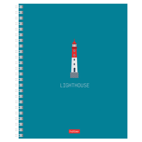 Тетрадь А5, 96 л., HATBER, гребень, клетка, Soft-touch ламинация, «Lighthouse» (микс в спайке), 089770