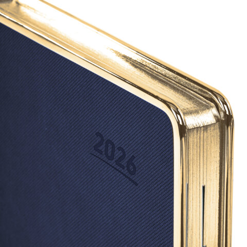 Ежедневник датированный 2026 А5 148×218 мм, GALANT «Infinity Gold», под кожу, темно-синий