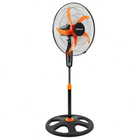 Вентилятор напольный, 3 режима, SONNEN, TF-50W-45-А304, d=45 см, 50 Вт, черный, 454789