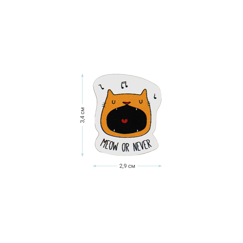 Значок деревянный MESHU «Meow», прямая УФ-печать, 2.9×3.4см