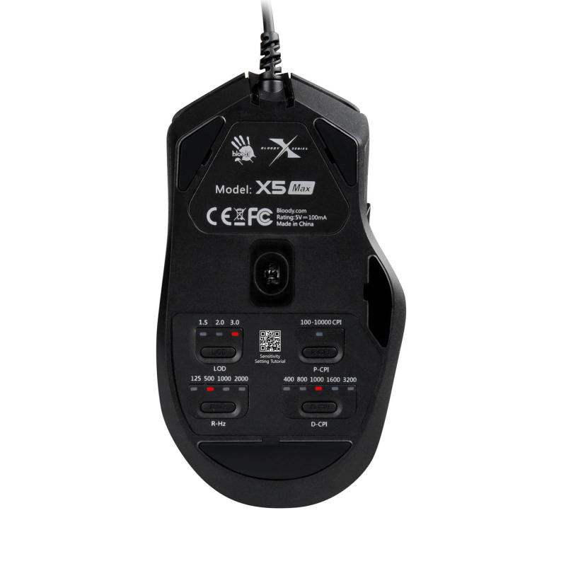 Мышь компьютерная A4Tech Bloody (X5 Max) черный/оптическая/10000dpi/9кн