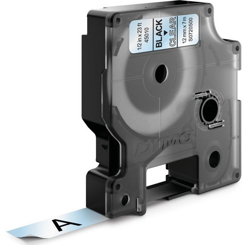 Картридж для этикет-принтеров DYMO LM150, LP350, PC II (12 мм x 7м, прозрачная лента/чёрный шрифт)