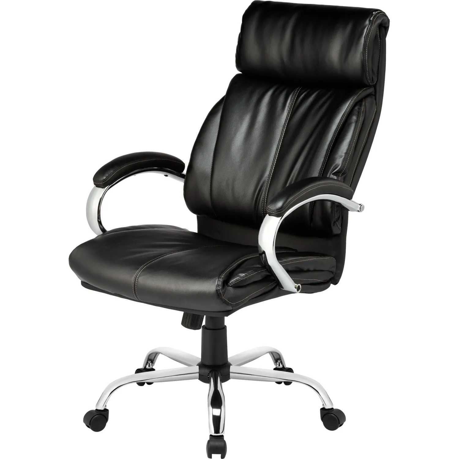 Кресло для руководителя Комус Мебель (Easy Chair) 516 чёрное (рециклированная кожа с компаньоном, металл хромированный)