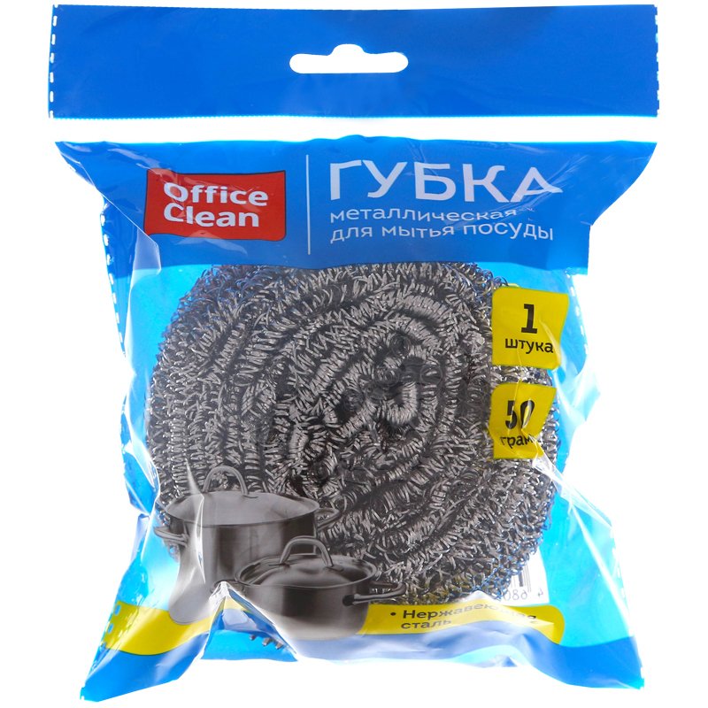 превью Губка для посуды OfficeClean, большая, металлическая, спиральная, 1шт., 8×7см (50г)