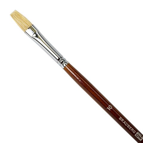 Кисти художественные BRAUBERG ART, набор 4 шт. (щетина круглая № 4, 6, плоская № 10, веерная № 4)