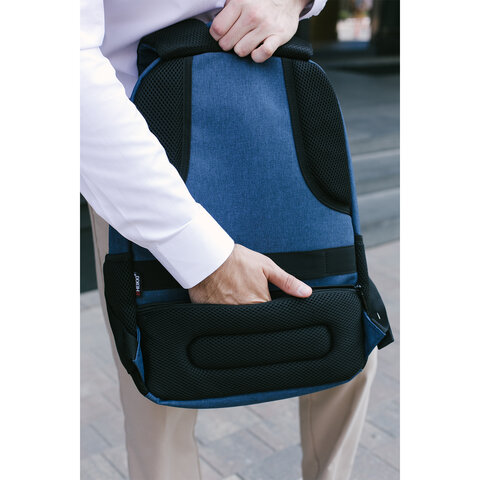 Рюкзак HEIKKI SECURE (ХЕЙКИ) универсальный, отделение для ноутбука, синий, 46×31x19 см