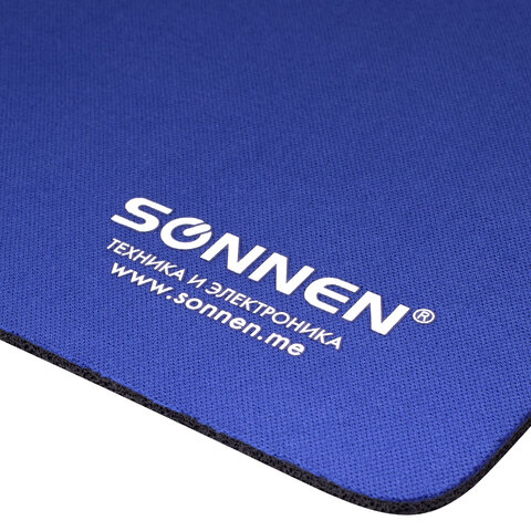 Коврик для мыши SONNEN «BLUE», резина + ткань, 220×180х3 мм