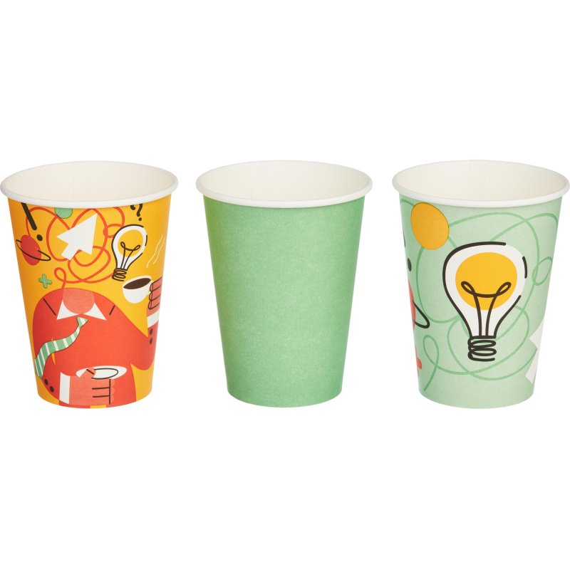 Стакан одноразовый бум 1-сл.350 мл d-90мм ИНСАЙТ (MIX) 50шт/уп