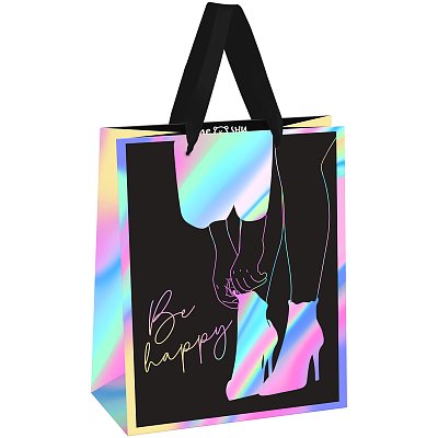Пакет подарочный 18×23×10см MESHU «Women style», голографический картон