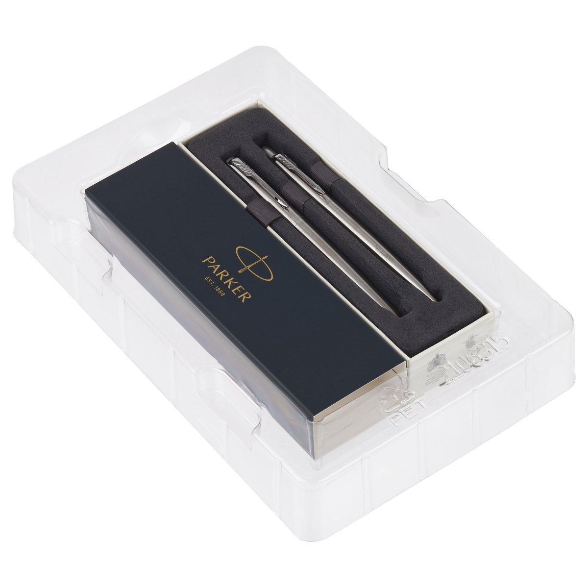 Набор Parker «Jotter Stainless Steel CT»: ручка шариковая 1.0мм синяя и ручка перьевая 1.0мм синяя, подарочная упаковка