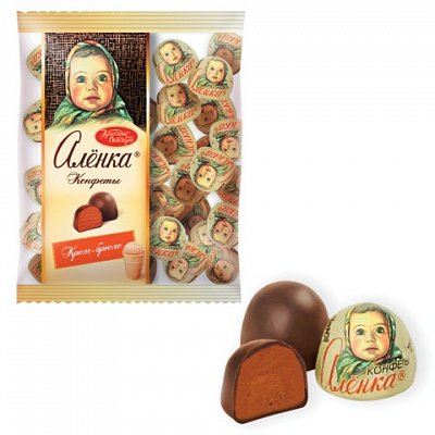 Конфеты шоколадные КРАСНЫЙ ОКТЯБРЬ «Аленка», крем-брюле, купол, 250 г, пакет